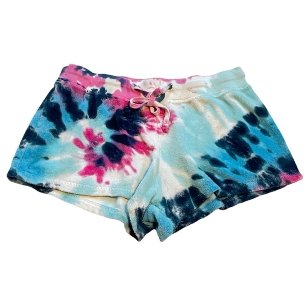 Lucy Tie Dye Terry Cloth Cotton Pull On Casual Shorts Colorful Medium